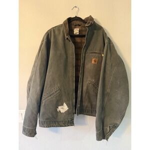 Vintage Carhartt Detroit Jacket Sz 4XLT J97 Blanket Lined Rare Moss Green Color
